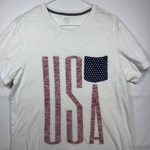 Old Navy Mens USA Graphic T-Shirt Pocket Crew Neck Short Sleeve White‎ Sz Large